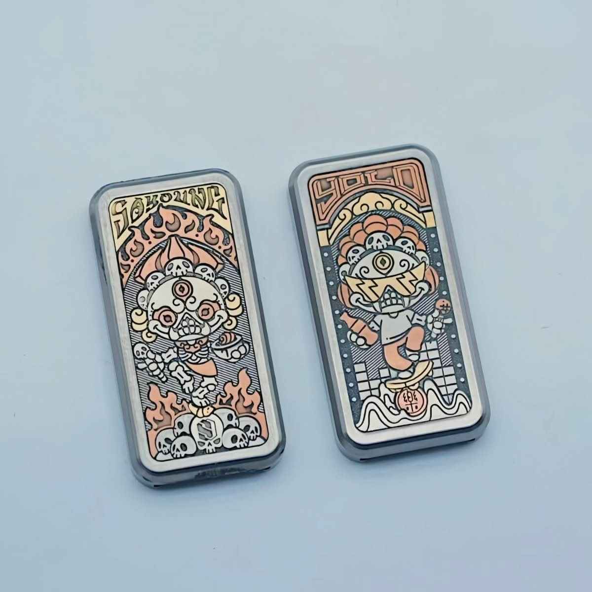 Portable Joy Citipati Metal Fidget Slider - Tibetan-Inspired EDC Stress Relief Toy