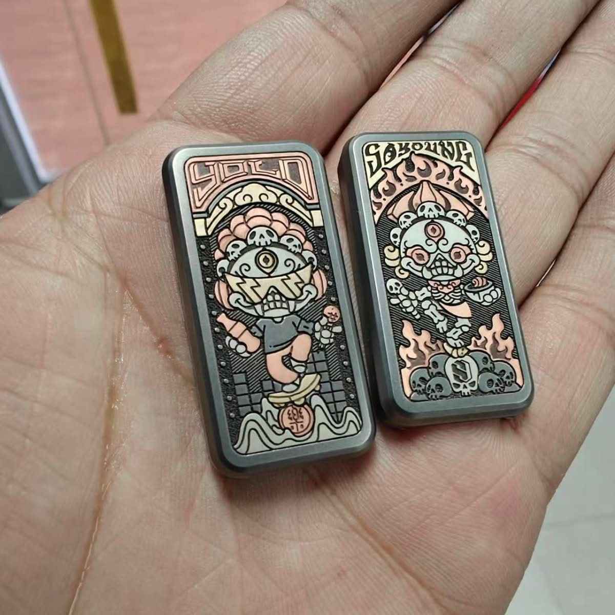 Portable Joy Citipati Metal Fidget Slider - Tibetan-Inspired EDC Stress Relief Toy