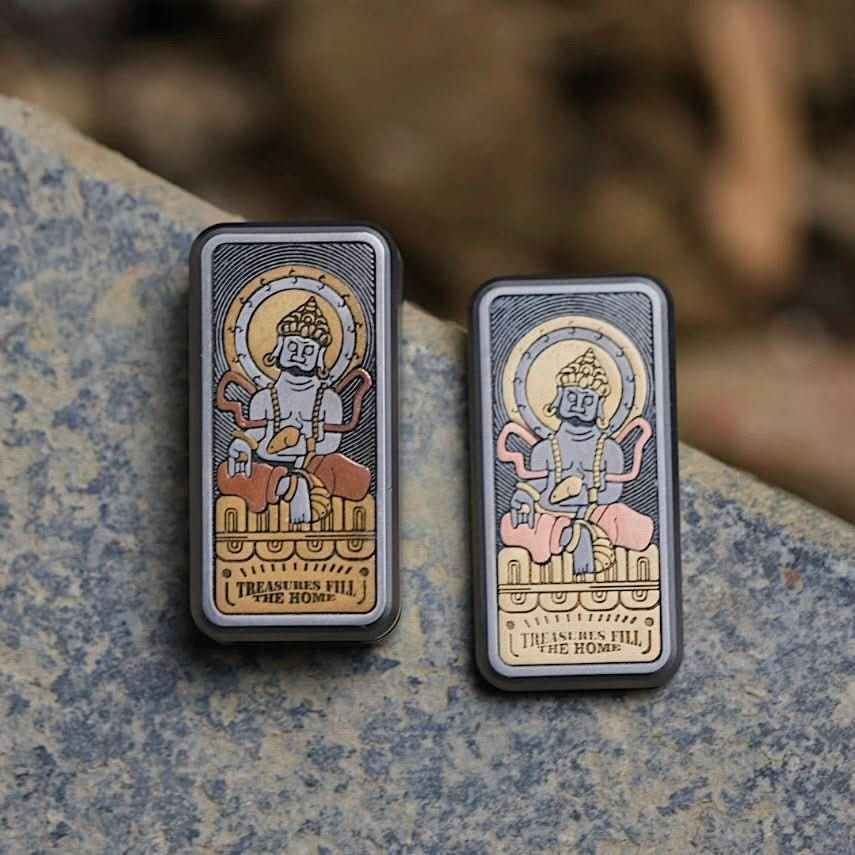 Portable Joy Yellow God of Wealth Fidget Slider - Tibetan-Inspired EDC Toy