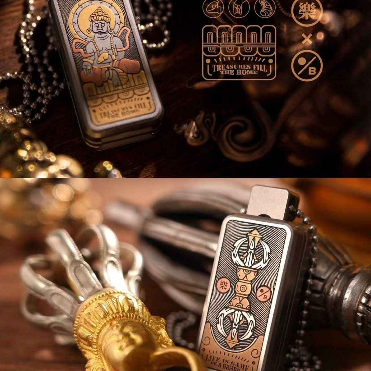 Portable Joy Yellow God of Wealth Fidget Slider - Tibetan-Inspired EDC Toy