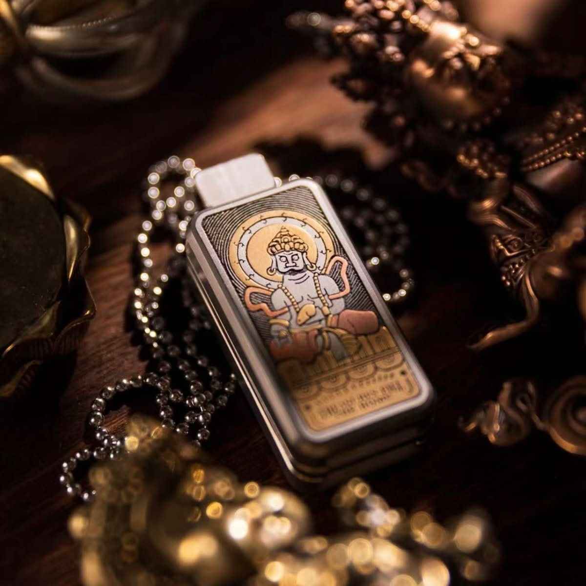 Portable Joy Yellow God of Wealth Fidget Slider - Tibetan-Inspired EDC Toy