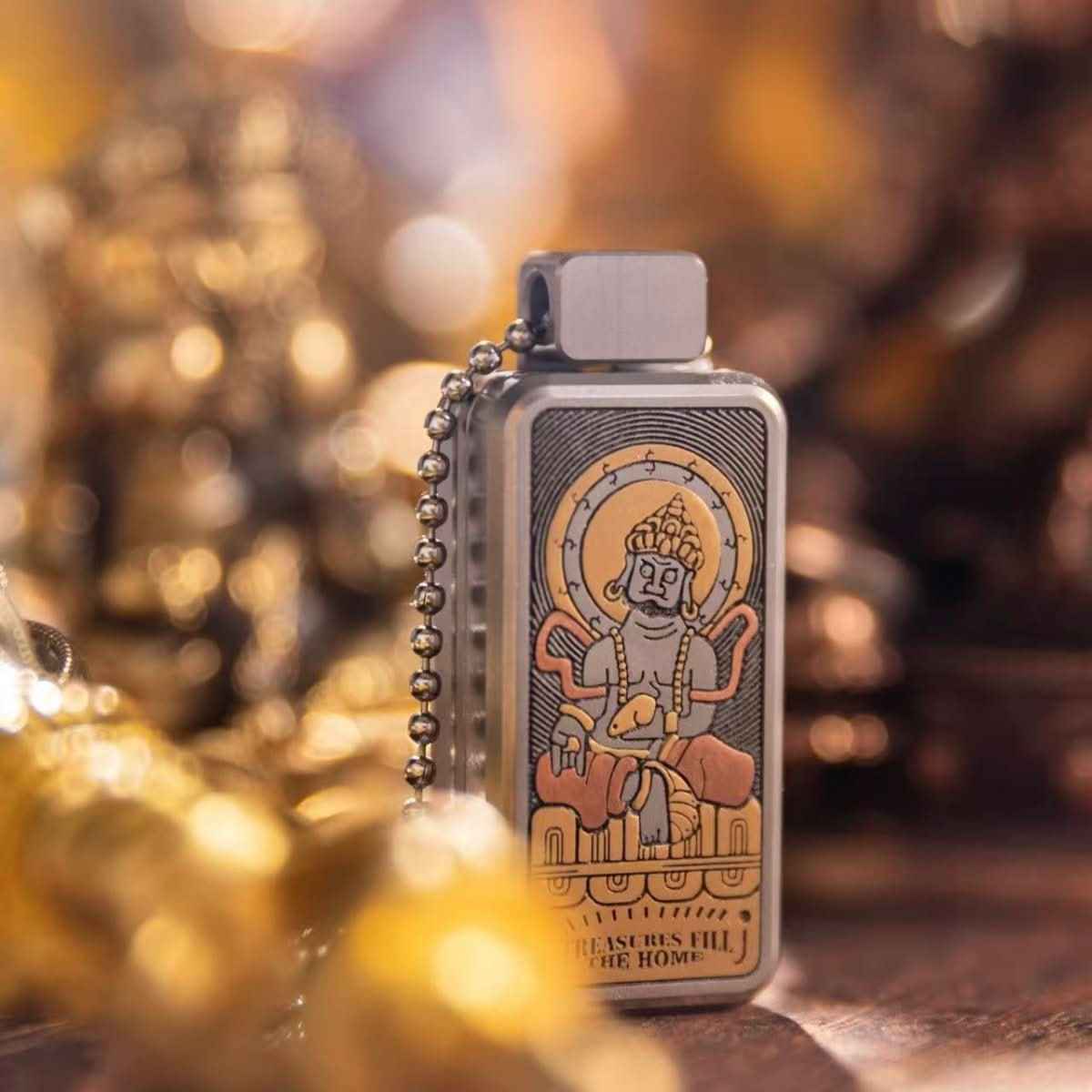 Portable Joy Yellow God of Wealth Fidget Slider - Tibetan-Inspired EDC Toy