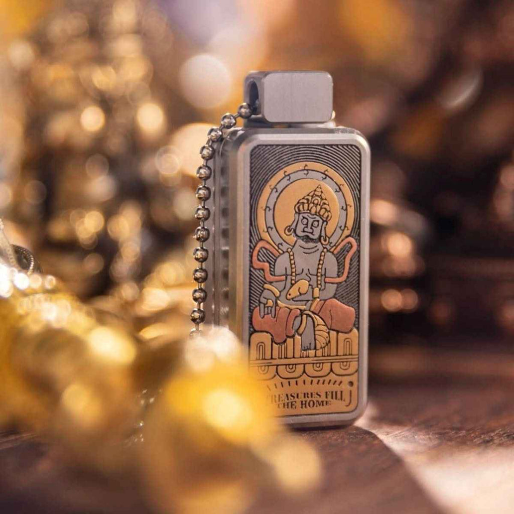 Portable Joy Yellow God of Wealth Fidget Slider - Tibetan-Inspired EDC Toy