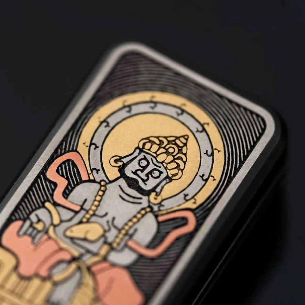 Portable Joy Yellow God of Wealth Fidget Slider - Tibetan-Inspired EDC Toy