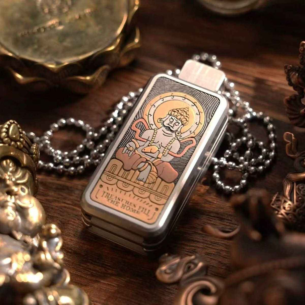 Portable Joy Yellow God of Wealth Fidget Slider - Tibetan-Inspired EDC Toy