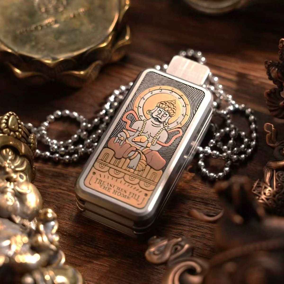 Portable Joy Yellow God of Wealth Fidget Slider - Tibetan-Inspired EDC Toy