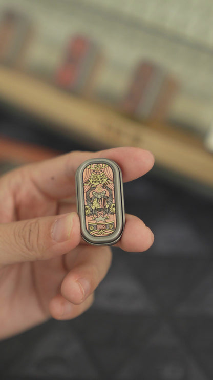 Titanium Fidget Slider – “Life Is a F*cking Movie” Edition | Joker Design & Copper Inlay EDC Toy