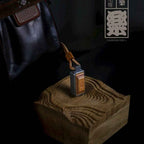 Vintage Leather & Metal EDC Slider - Auspicious 'Ji' Embossed Stress Relief Toy