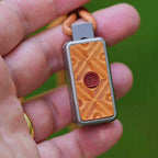 Vintage Leather & Metal EDC Slider - Auspicious 'Ji' Embossed Stress Relief Toy