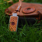 Vintage Leather & Metal EDC Slider - Auspicious 'Ji' Embossed Stress Relief Toy