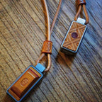 Vintage Leather & Metal EDC Slider - Auspicious 'Ji' Embossed Stress Relief Toy