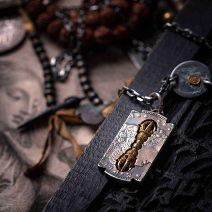 YOLO First Tibetan Vajra Necklace: Vintage Spiritual Coin-Inspired Statement Piece