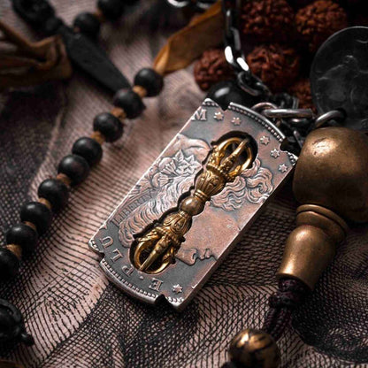 YOLO First Tibetan Vajra Necklace: Vintage Spiritual Coin-Inspired Statement Piece