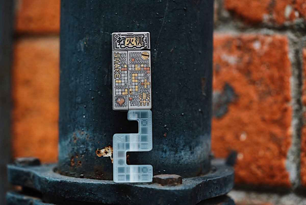 YOLO Pixel Snake Fidget Toy — Lighter-Style No Fire Slider | Retro Pixel Game Edition | Stress Relief EDC