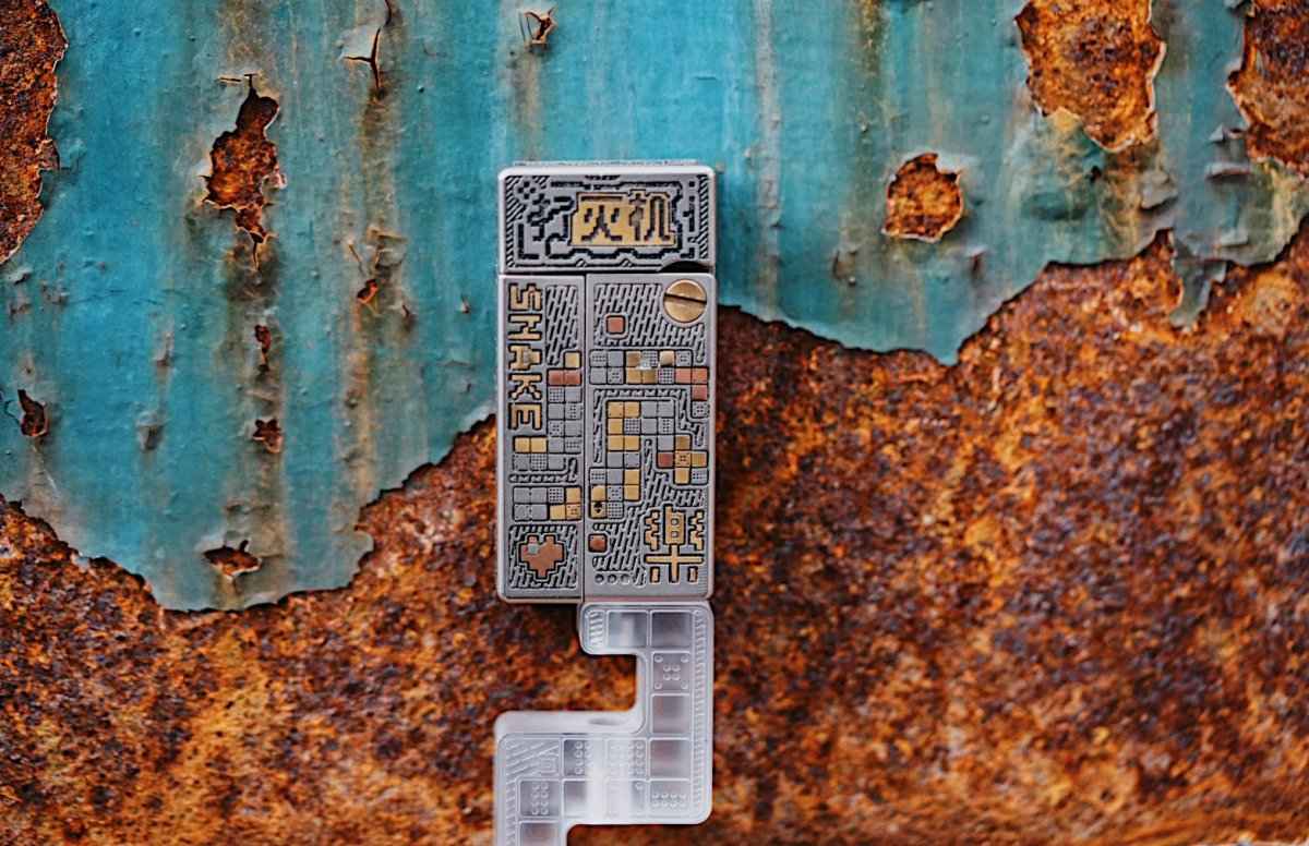 YOLO Pixel Snake Fidget Toy — Lighter-Style No Fire Slider | Retro Pixel Game Edition | Stress Relief EDC