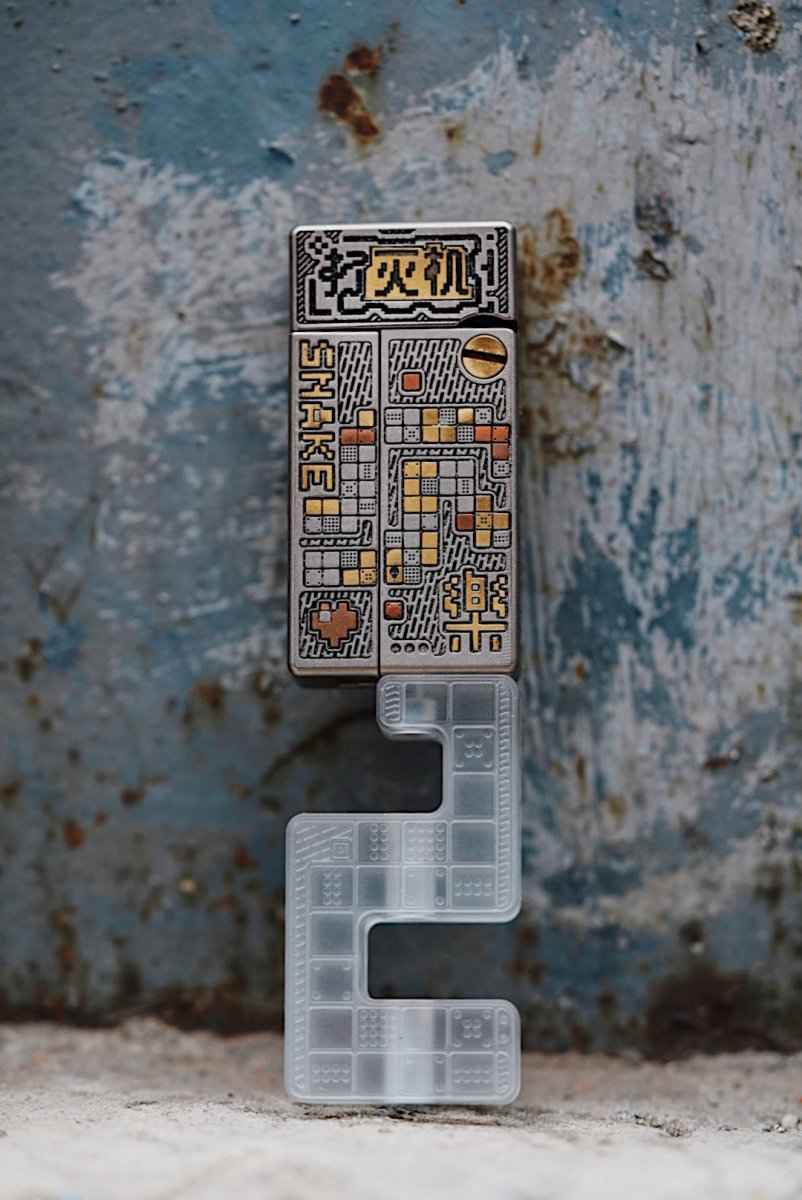 YOLO Pixel Snake Fidget Toy — Lighter-Style No Fire Slider | Retro Pixel Game Edition | Stress Relief EDC