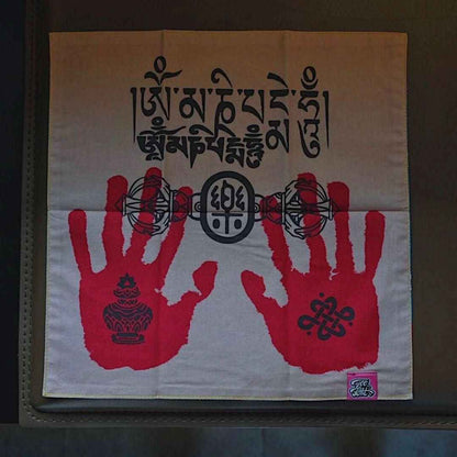 YOLO Yellow Jambhala Knife Cloth - Handmade Tibetan Thangka EDC Accessory